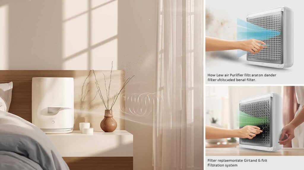 Air purifier removing dust and pet dander