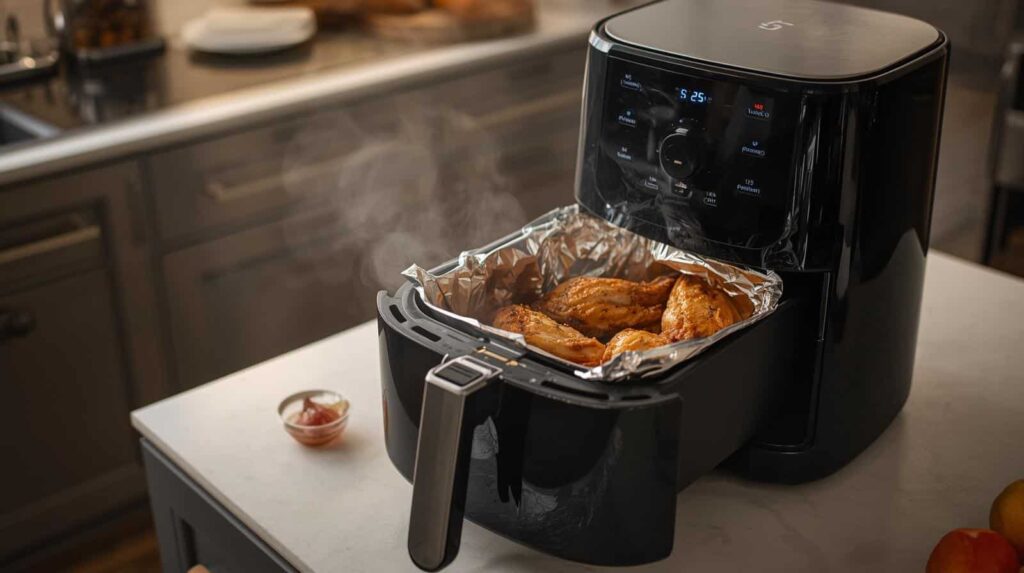 correct and wrong way to use foil in air fryer