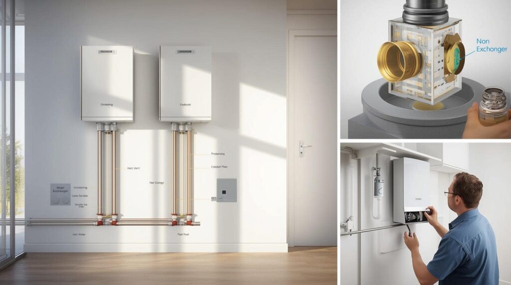 condensing vs non condensing heat exchanger diagram