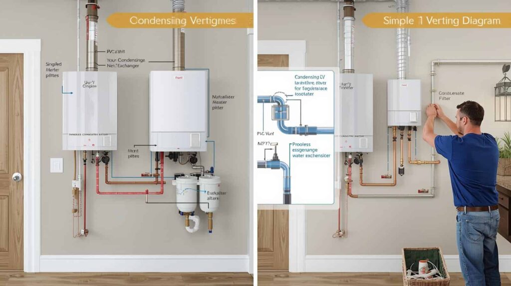 condensing vs non condensing tankless heater venting